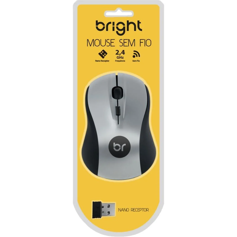 Mouse Optico Sem Fio Suica 1600Dpi 2.4Ghz P/8Mts Bright - imagem 4