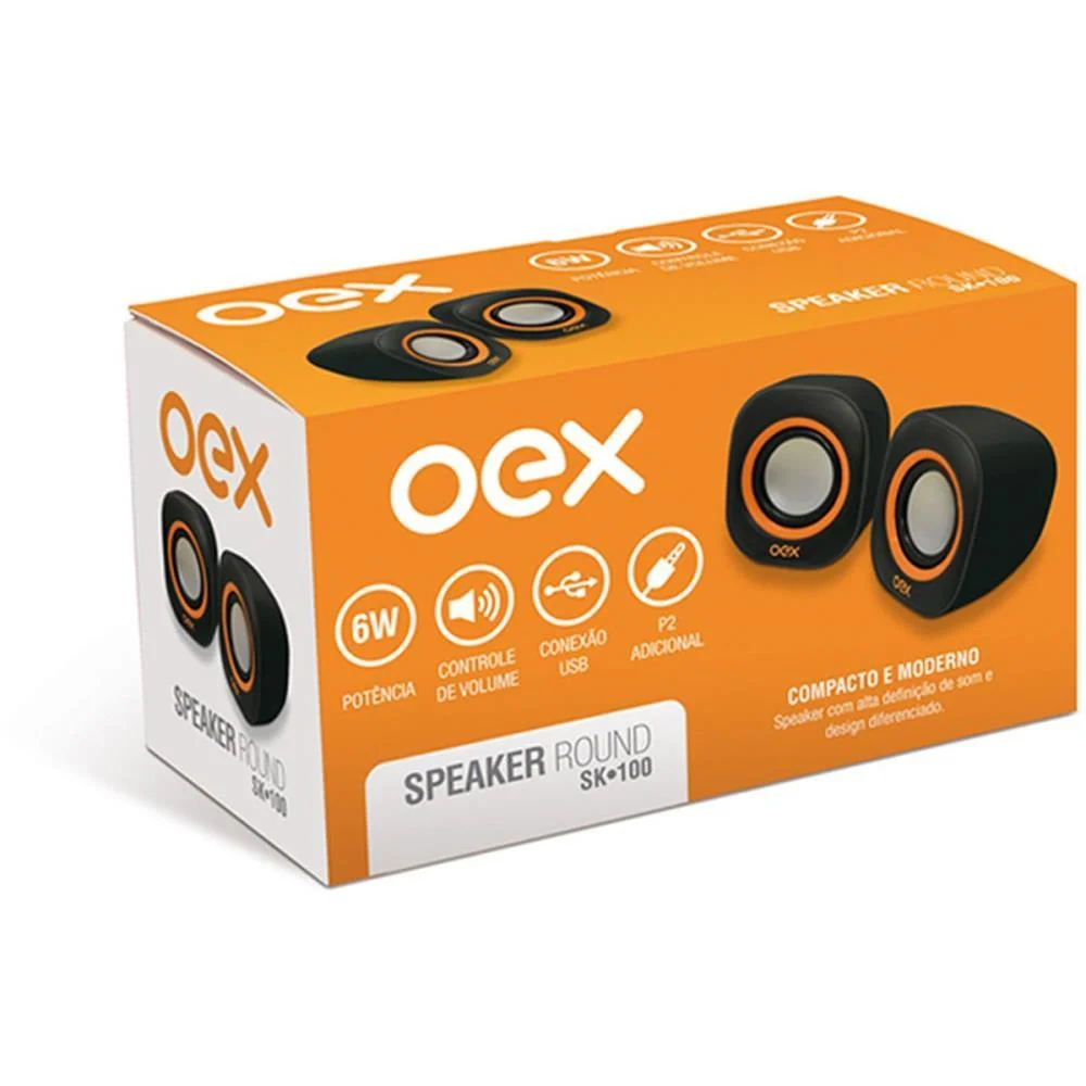 Caixa De Som P/ Computador Speaker Round 8W Usb/P2 Pt/Lj Newex - imagem 3