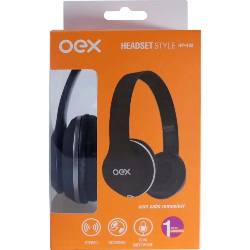 Fone De Ouvido Style Headphone Cabo 1,6M Pret Newex - imagem 4
