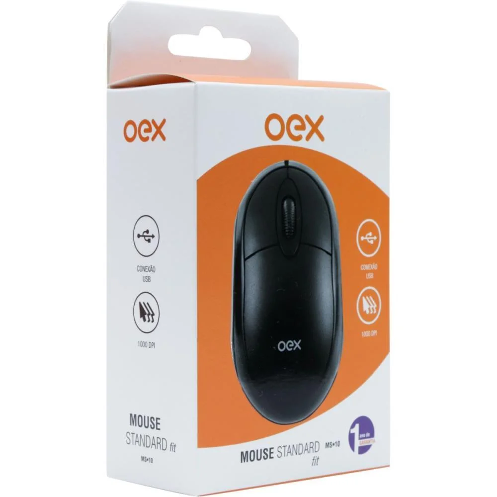 Mouse Optico Usb Fit 1000Dpi Preto Newex - imagem 3