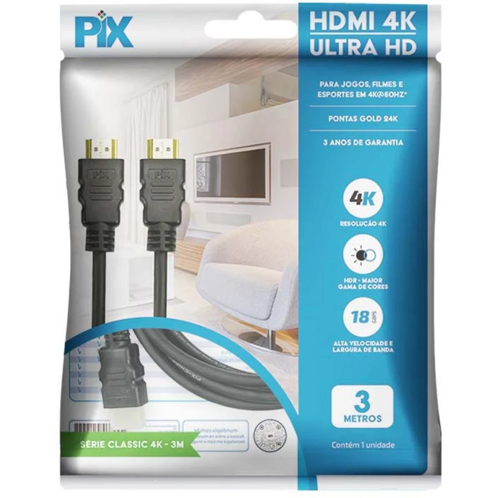 Cabo Hdmi Hdmi X Hdmi 2.0 4K 3Mts. Santana Centro - imagem 4