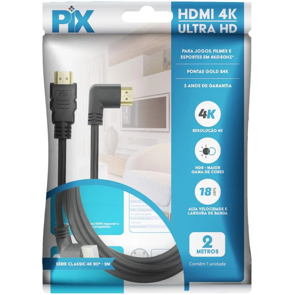 Cabo Hdmi Hdmi X Hdmi 90º 2.0 4K 2Mts. Santana Centro - imagem 5