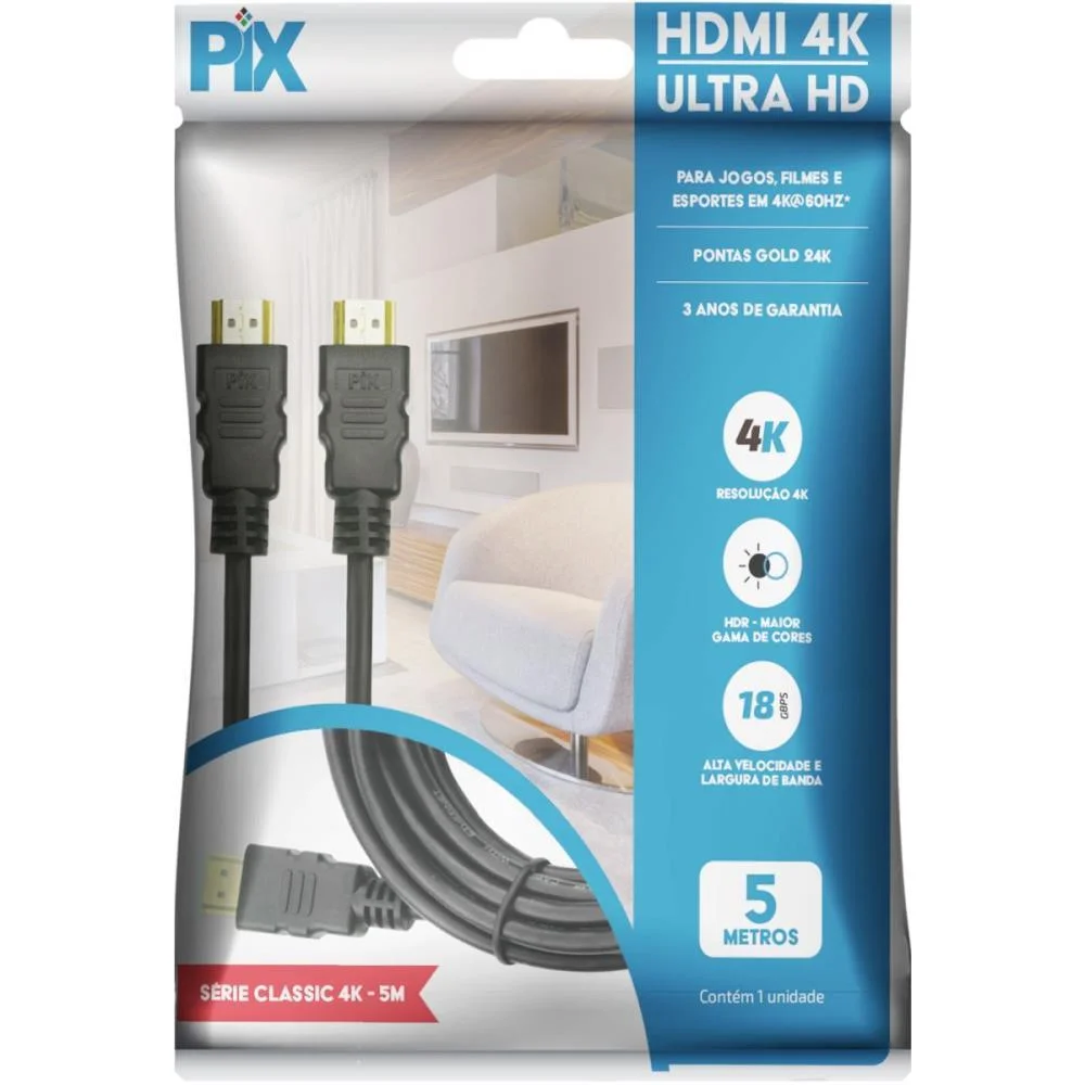 Cabo Hdmi Gold 2.0 4K Hdr 19P 5M. Santana Centro - imagem 5