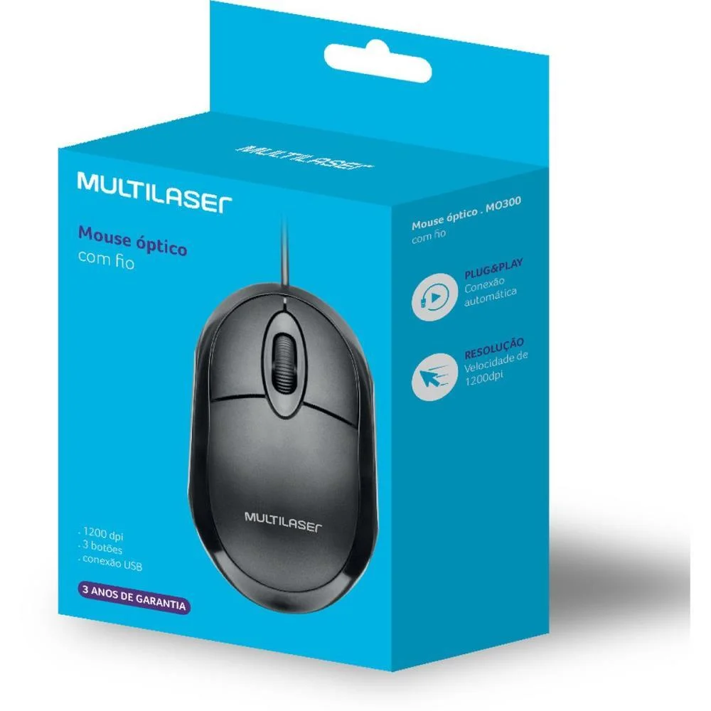 Mouse Optico Usb 1200Dpi Classic Preto C/Scroll Multi - imagem 6