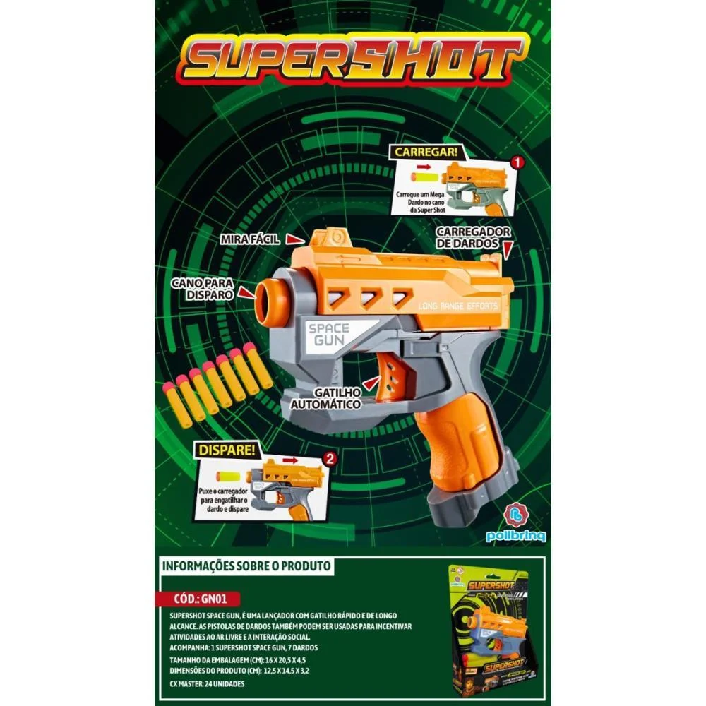 Lancador Supershot Space Gun C/3 Dardos Polibrinq - imagem 3