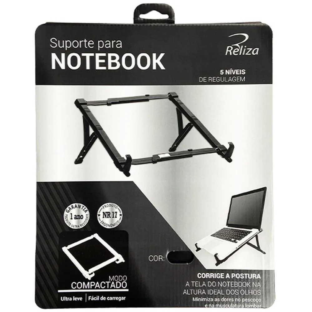 Suporte Para Notebook Regulavel Abs Preto Reliza - imagem 4