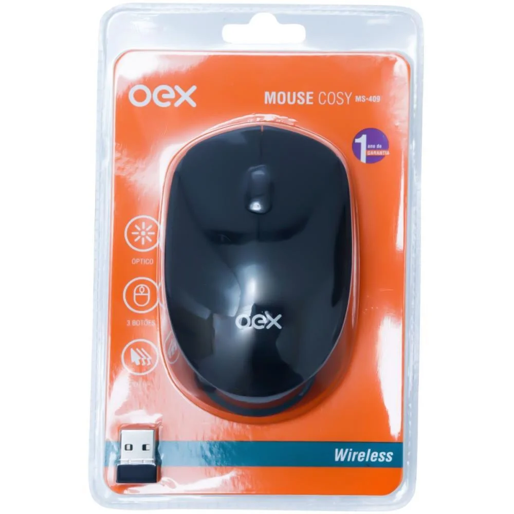 Mouse Optico Sem Fio Cosy 1200Dpi 2,4Ghz Preto Newex - imagem 3