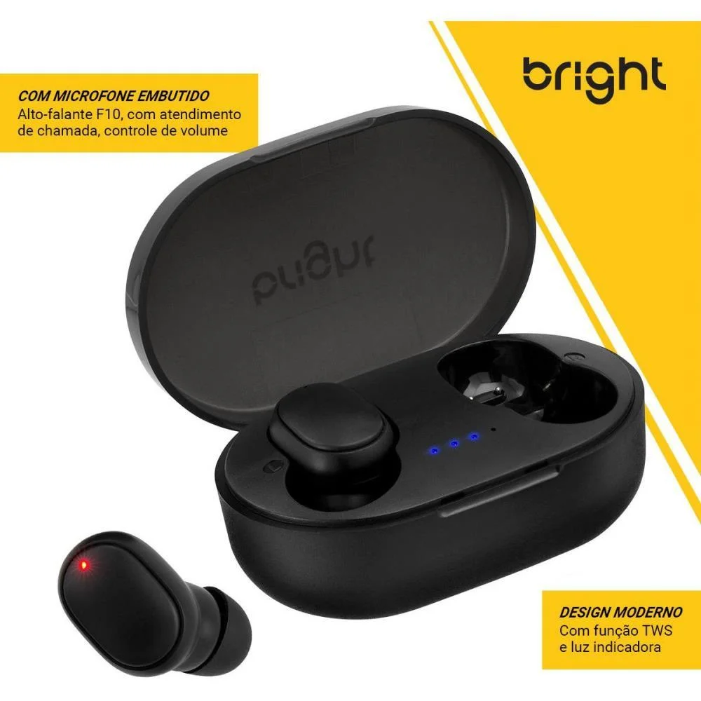 Fone De Ouvido Bluetooth Max Sound Preto Bright - imagem 4