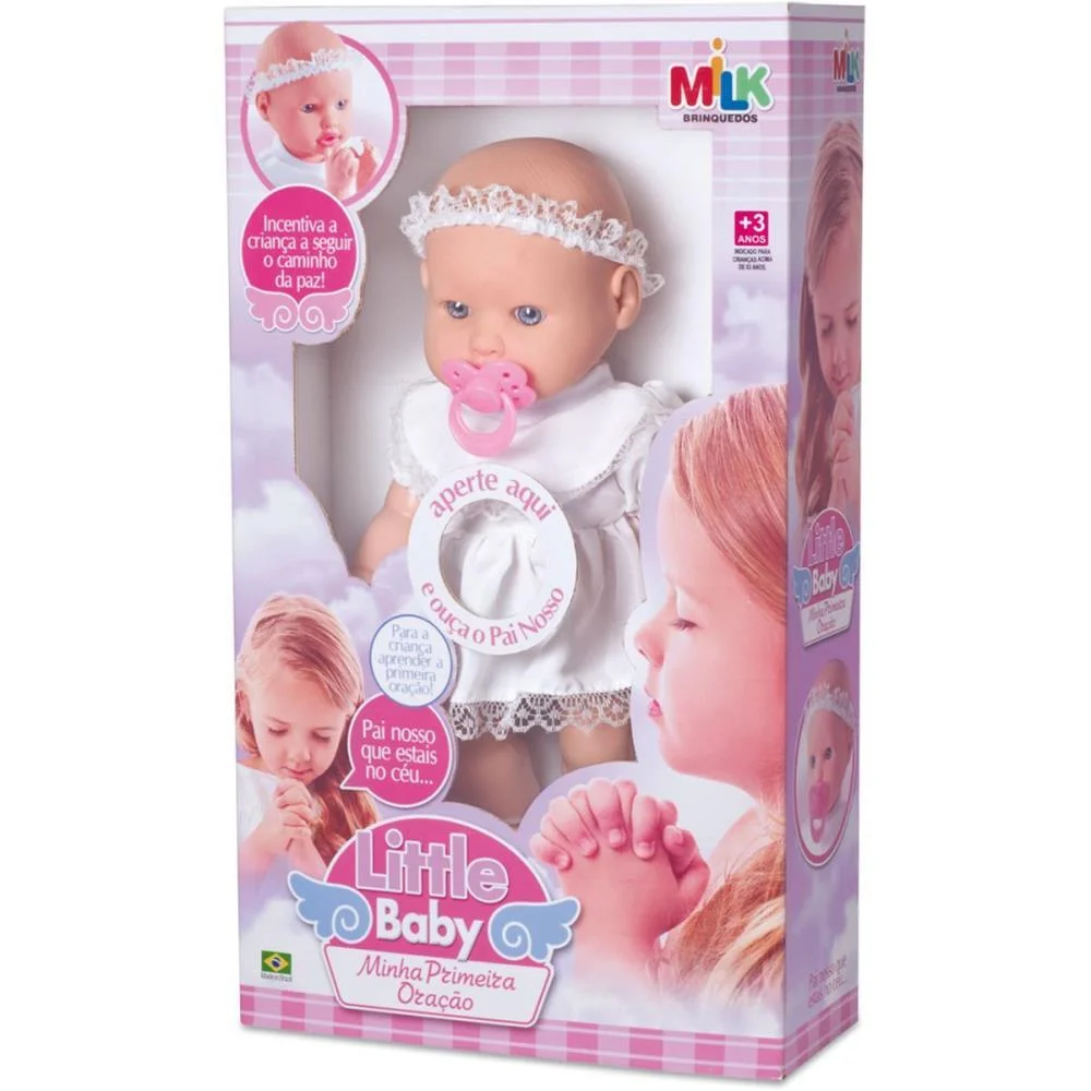 Boneca Com Mecanismo Little Baby Primeira Oracao Milk - imagem 3