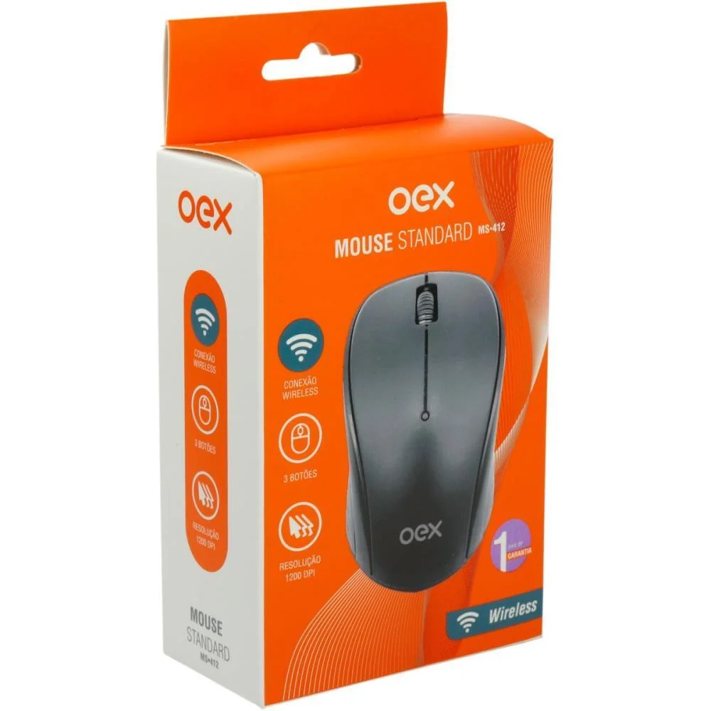 Mouse Optico Sem Fio Wireless 2.4Ghz Preto Newex - imagem 4