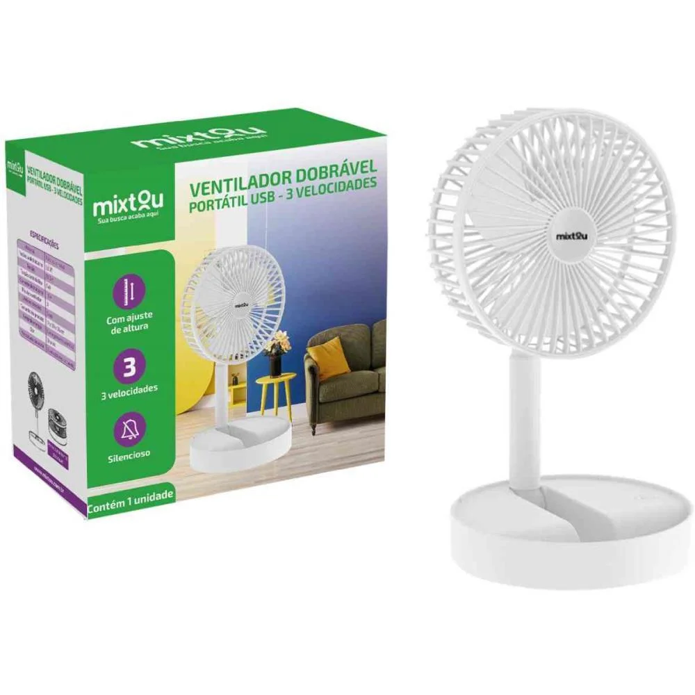 Ventilador Usb Mesa Portatil Recarreg.5V Bco Santana Centro - imagem 5