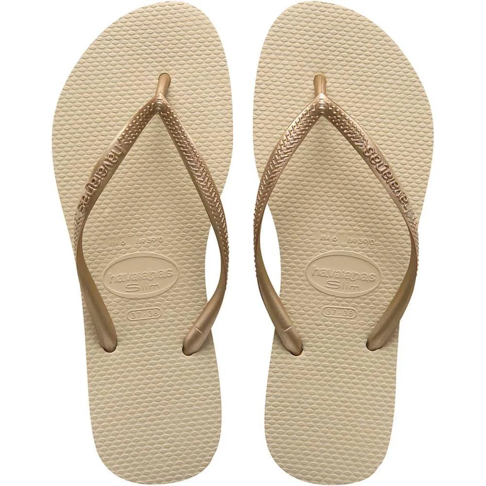 Chinelo Havaianas Feminino Slim 37/8 Areia/Dourado Havaianas (Par) - imagem 3