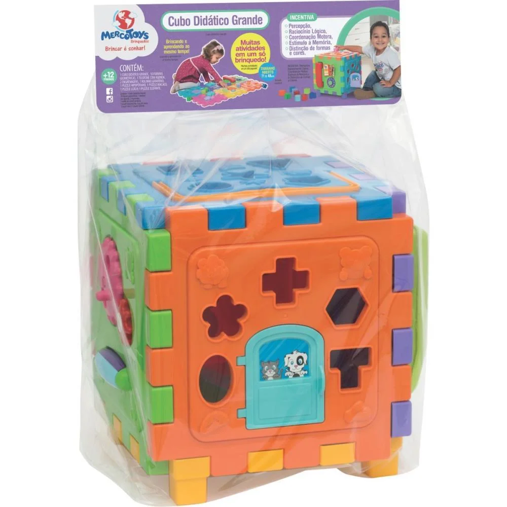 Brinquedo Educativo Cubo Didatico Grande 2 Em 1 Merco Toys - imagem 7