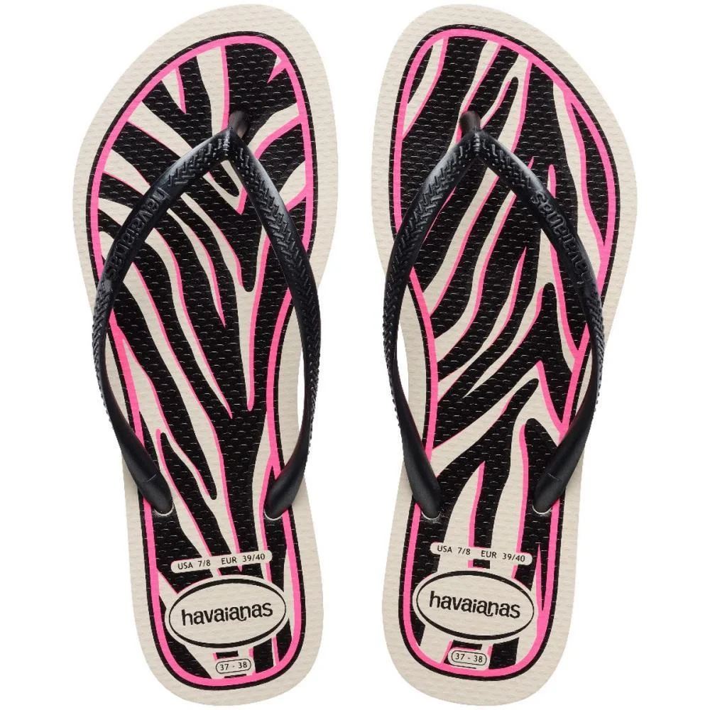 Chinelo Havaianas Feminino Slim Animals 35/6 Bege Palha Havaianas (Par) - imagem 6