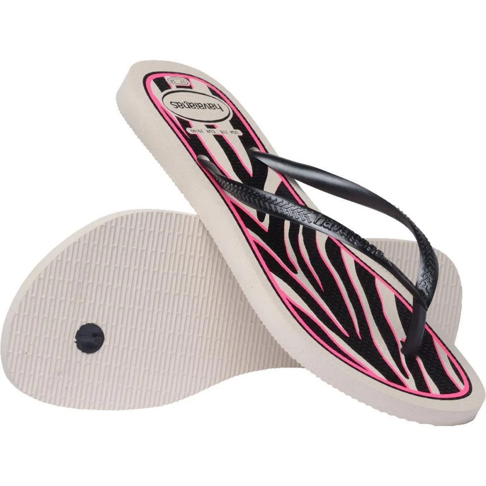 Chinelo Havaianas Feminino Slim Animals 39/0 Bege Palha Havaianas (Par) - imagem 5
