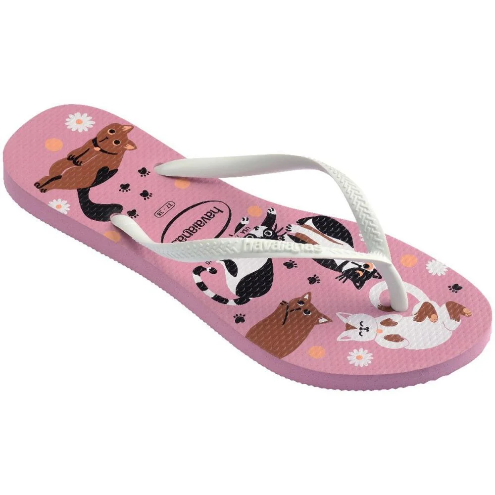 Chinelo Havaianas Feminino Slim Pets 33/4 Rosa Chiffon Havaianas (Par) - imagem 4