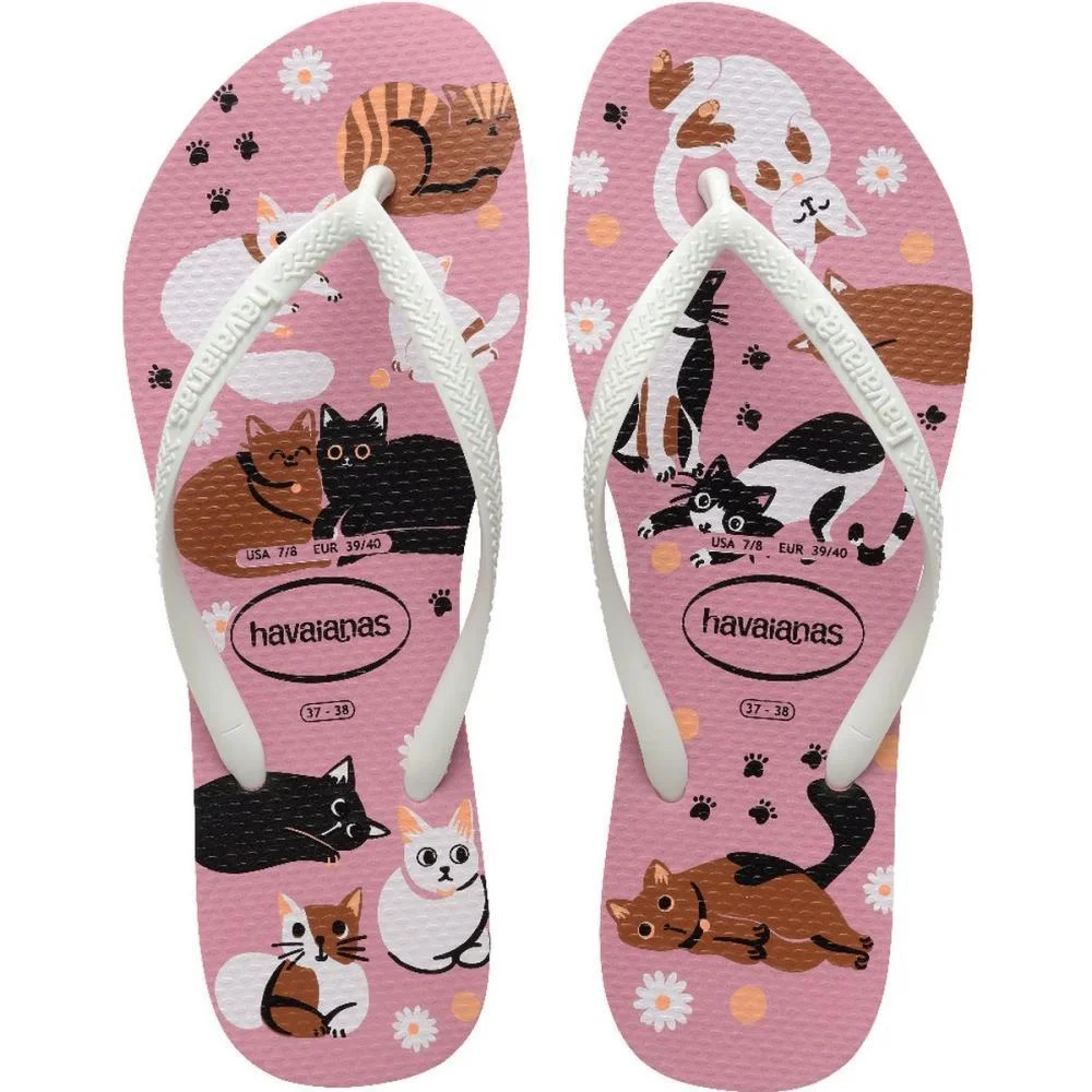 Chinelo Havaianas Feminino Slim Pets 39/0 Rosa Chiffon Havaianas (Par) - imagem 3