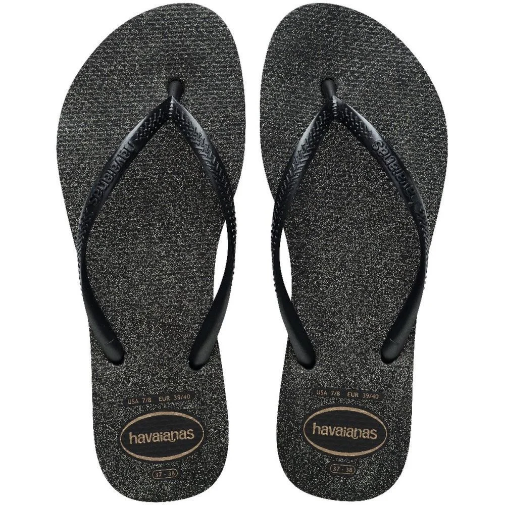 Chinelo Havaianas Feminino Slim Gloss 37/8 Preto/Prata Havaianas (Par) - imagem 2