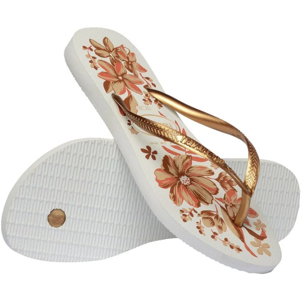 Chinelo Havaianas Feminino Slim Organic 39/0 Branco/Ouro Havaianas (Par) - imagem 6