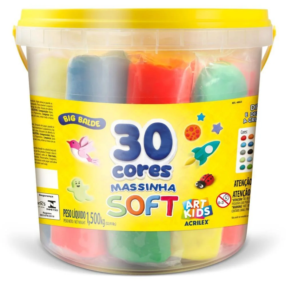 Massa Para Modelar Criativa Art Kids Big Balde 30 Un 1,5Kg Acrilex - imagem 3