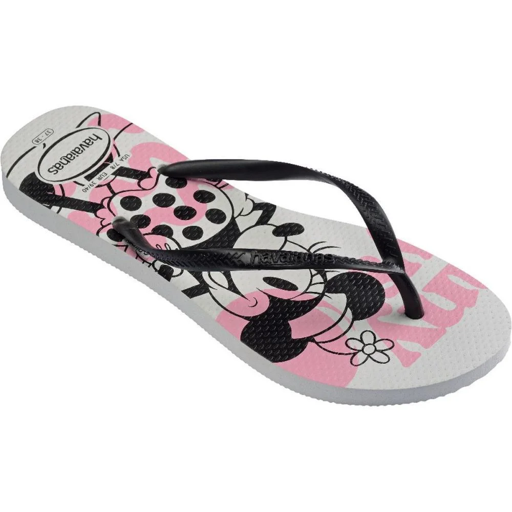 Chinelo Havaianas Feminino Slim Disney 35/6 Branco/Preto Havaianas (Par) - imagem 3