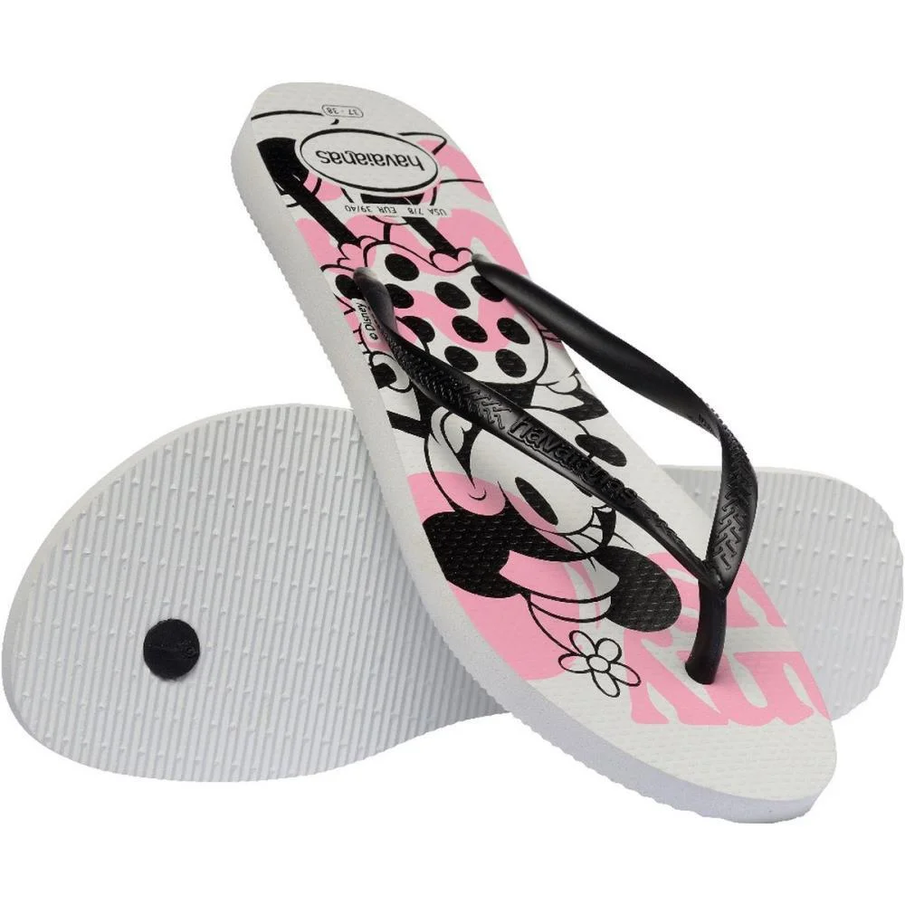 Chinelo Havaianas Feminino Slim Disney 37/8 Branco/Preto Havaianas (Par) - imagem 5