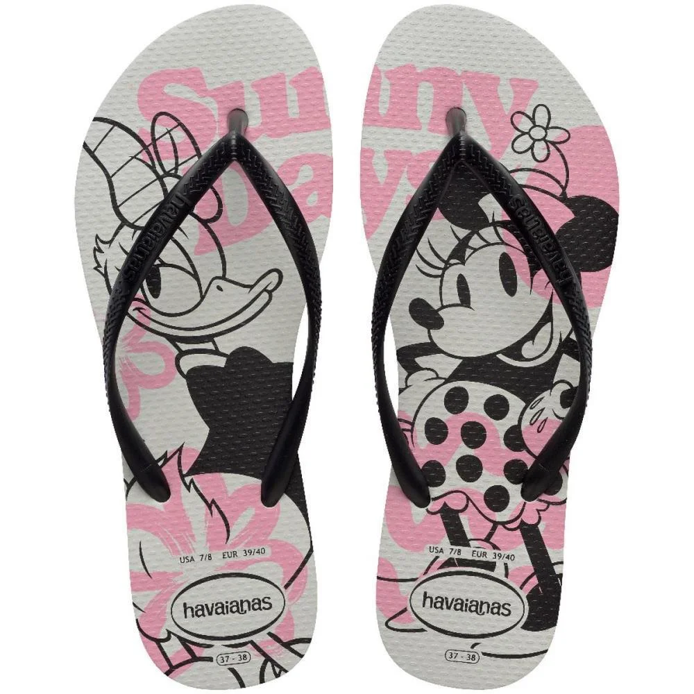 Chinelo Havaianas Feminino Slim Disney 39/0 Branco/Preto Havaianas (Par) - imagem 2