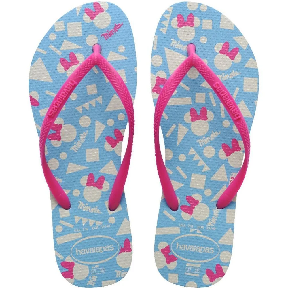 Chinelo Havaianas Infantil Slim Disney 23/4 Azul/Rosa Havaianas (Par) - imagem 2