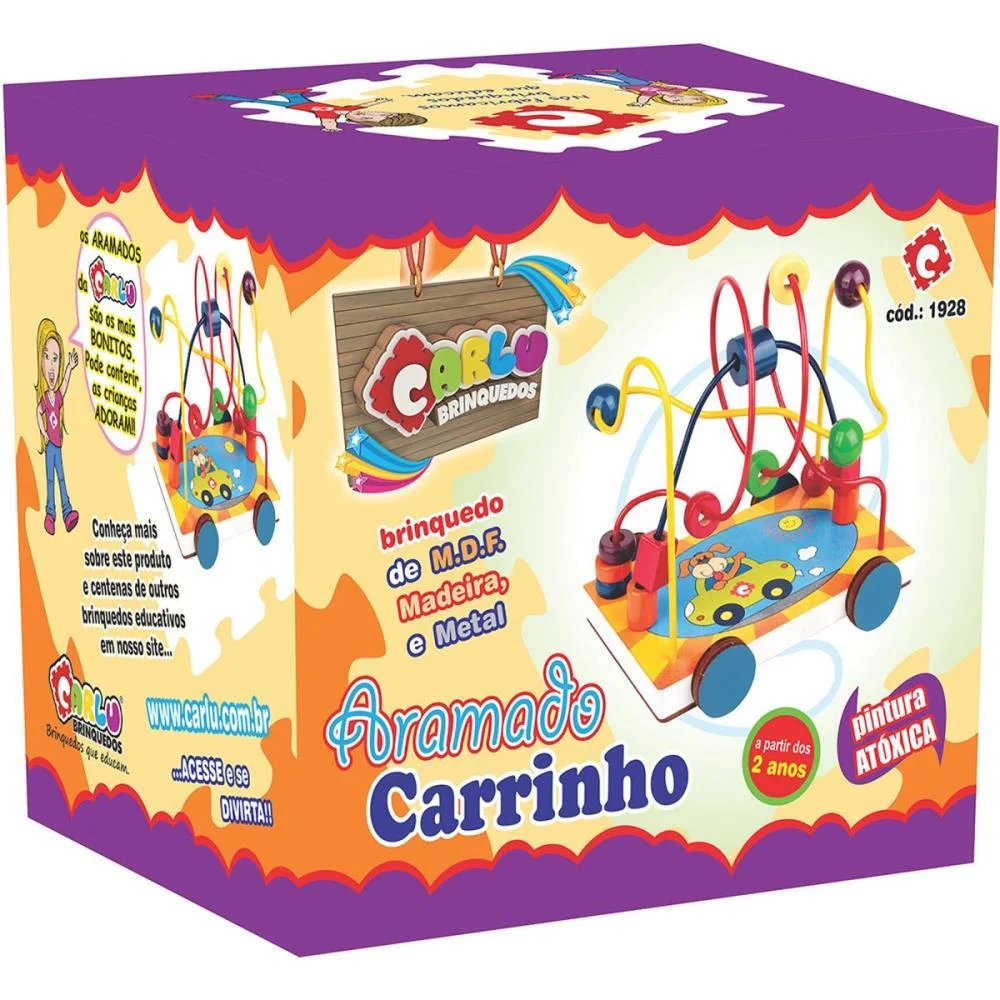 Brinquedo Pedagogico Carrinho Aramado 17X13X14,5Cm Carlu - imagem 5