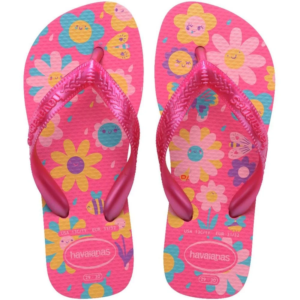 Chinelo Havaianas Infantil Kids Flores 25/6 Rosa Flux Havaianas (Par) - imagem 2