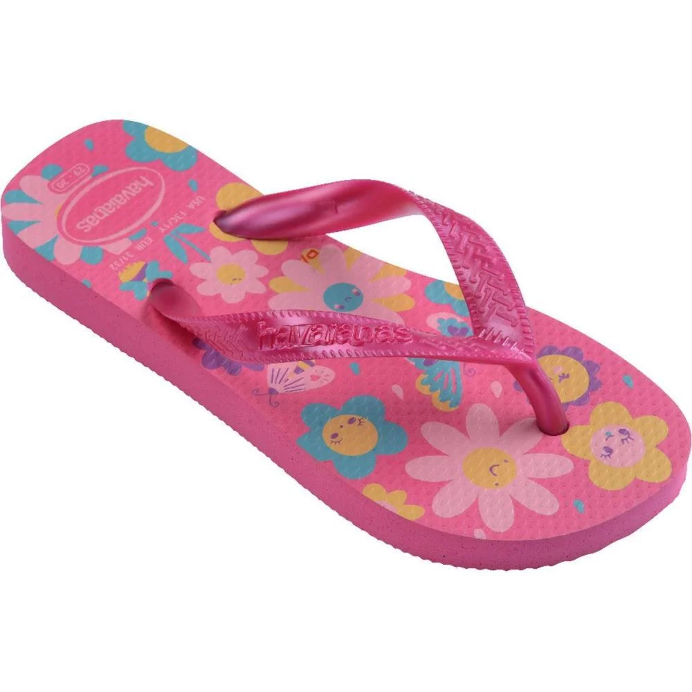 Chinelo Havaianas Infantil Kids Flores 25/6 Rosa Flux Havaianas (Par) - imagem 3