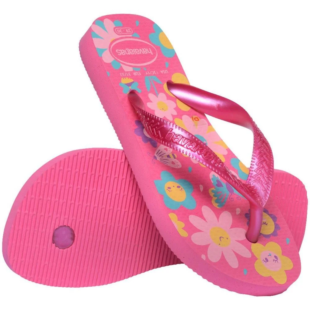 Chinelo Havaianas Infantil Kids Flores 27/8 Rosa Flux Havaianas (Par) - imagem 5