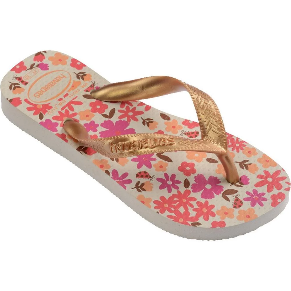 Chinelo Havaianas Infantil Kids Flores 23/4 Bege/Dourado Havaianas (Par) - imagem 3