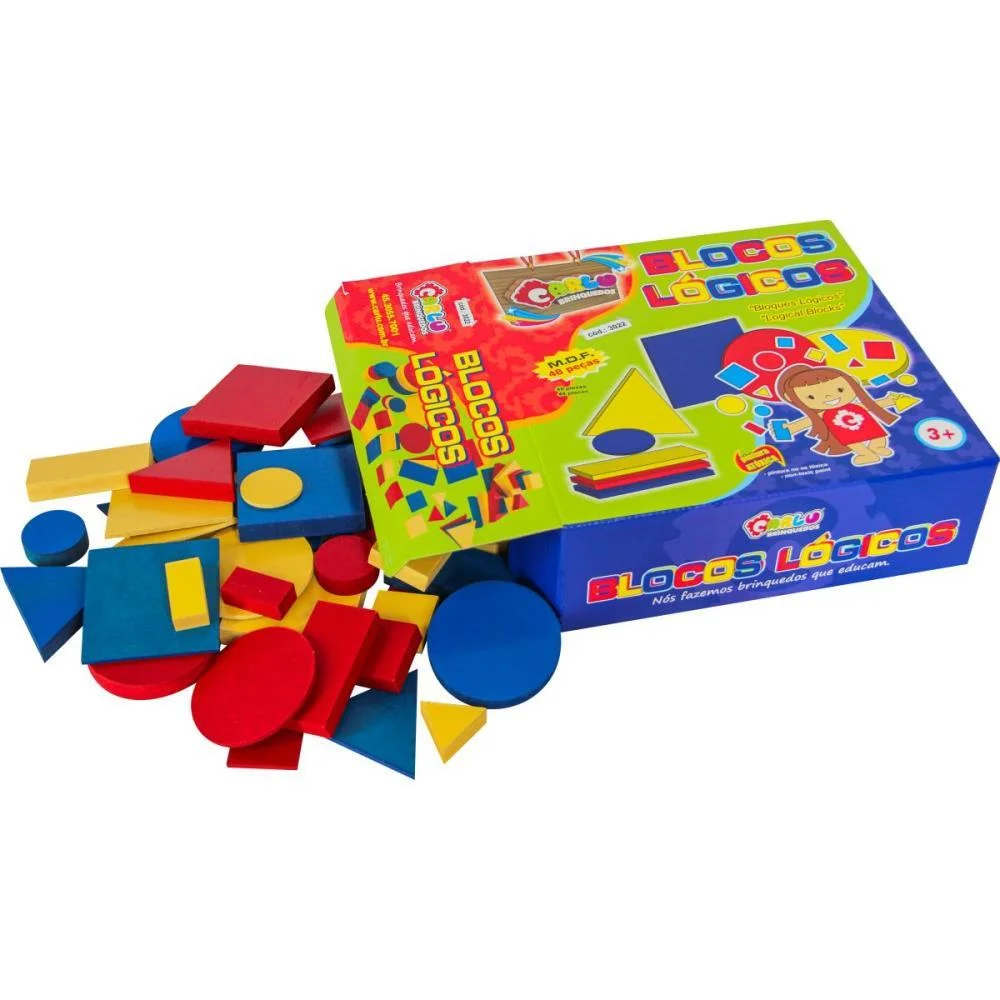 Brinquedo Pedagogico Madeira Blocos Logicos 48 Pcs Carlu - imagem 4