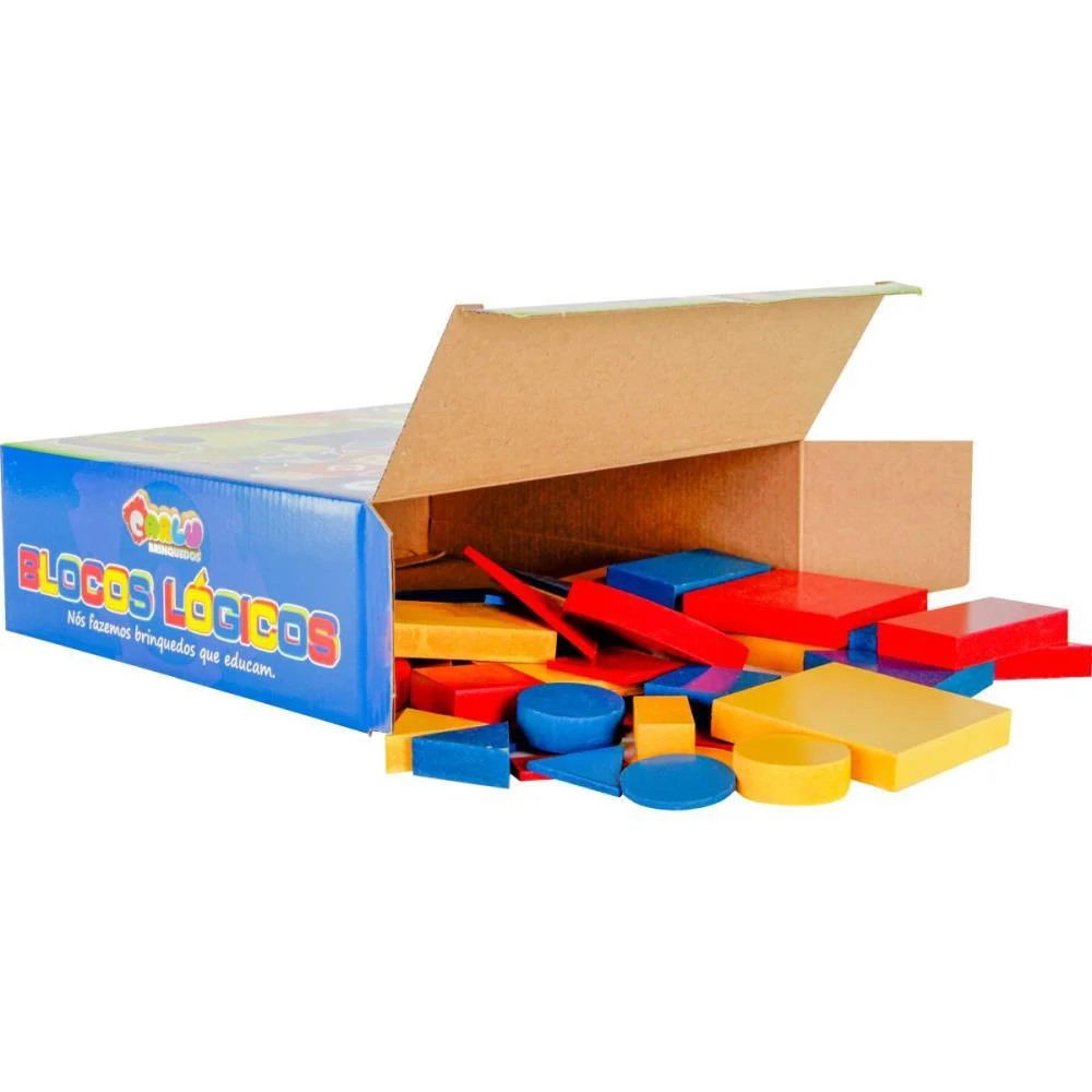 Brinquedo Pedagogico Madeira Blocos Logicos 48 Pcs Carlu - imagem 6