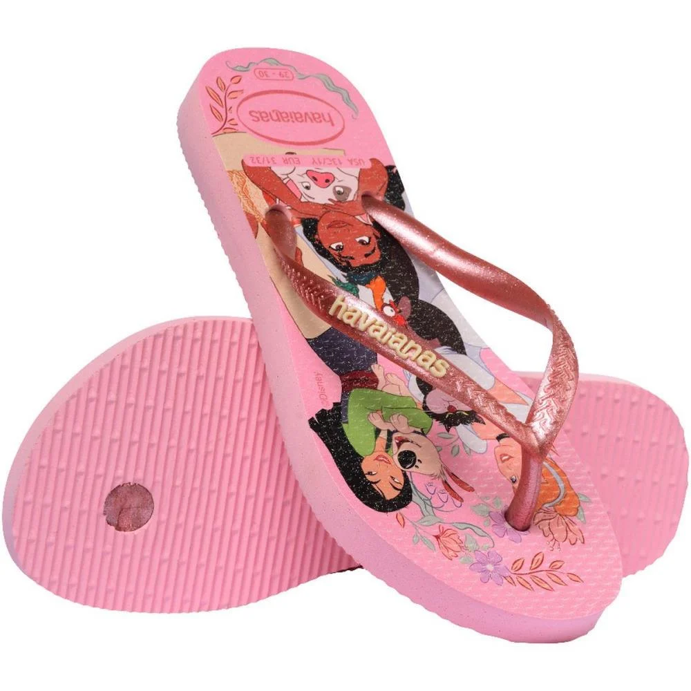 Chinelo Havaianas Infantil Princesas Slim Kids 27/8 Rosa Havaianas (Par) - imagem 5