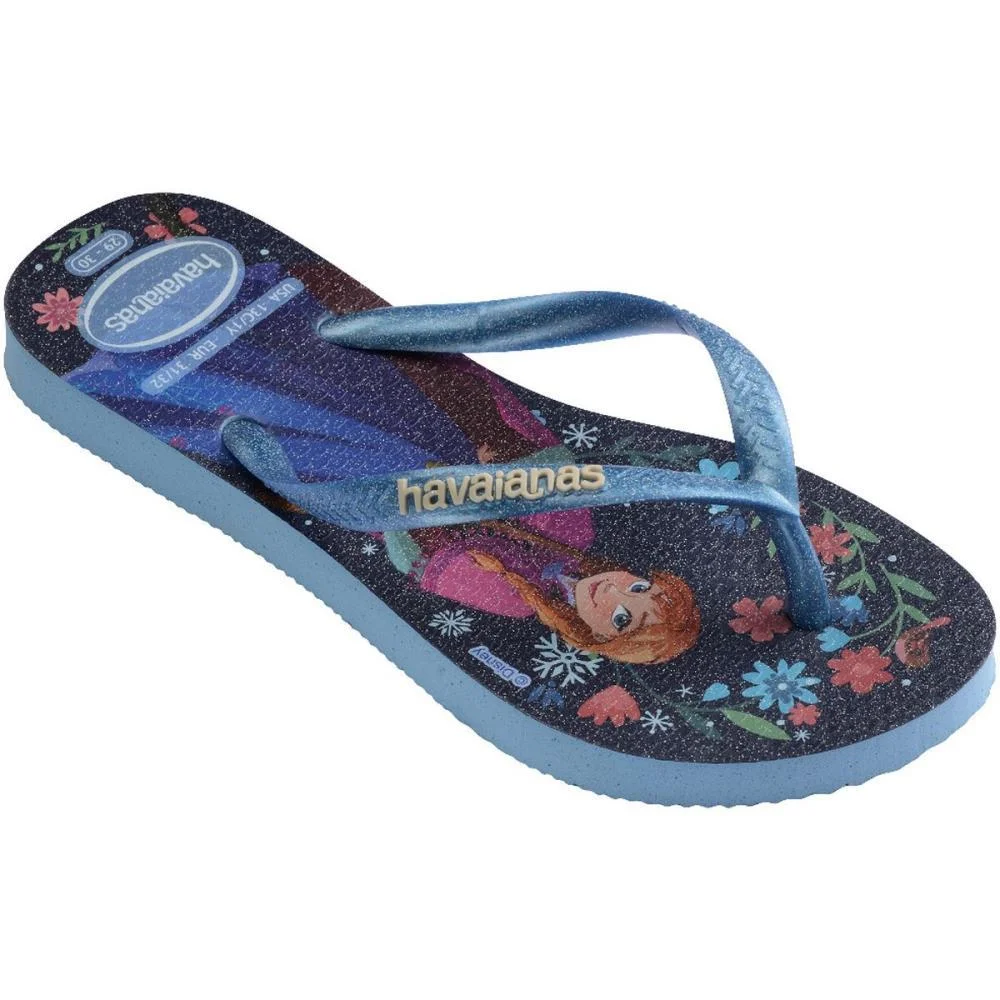 Chinelo Havaianas Infantil Princesas Slim Kids 29/0 Azul Havaianas (Par) - imagem 3