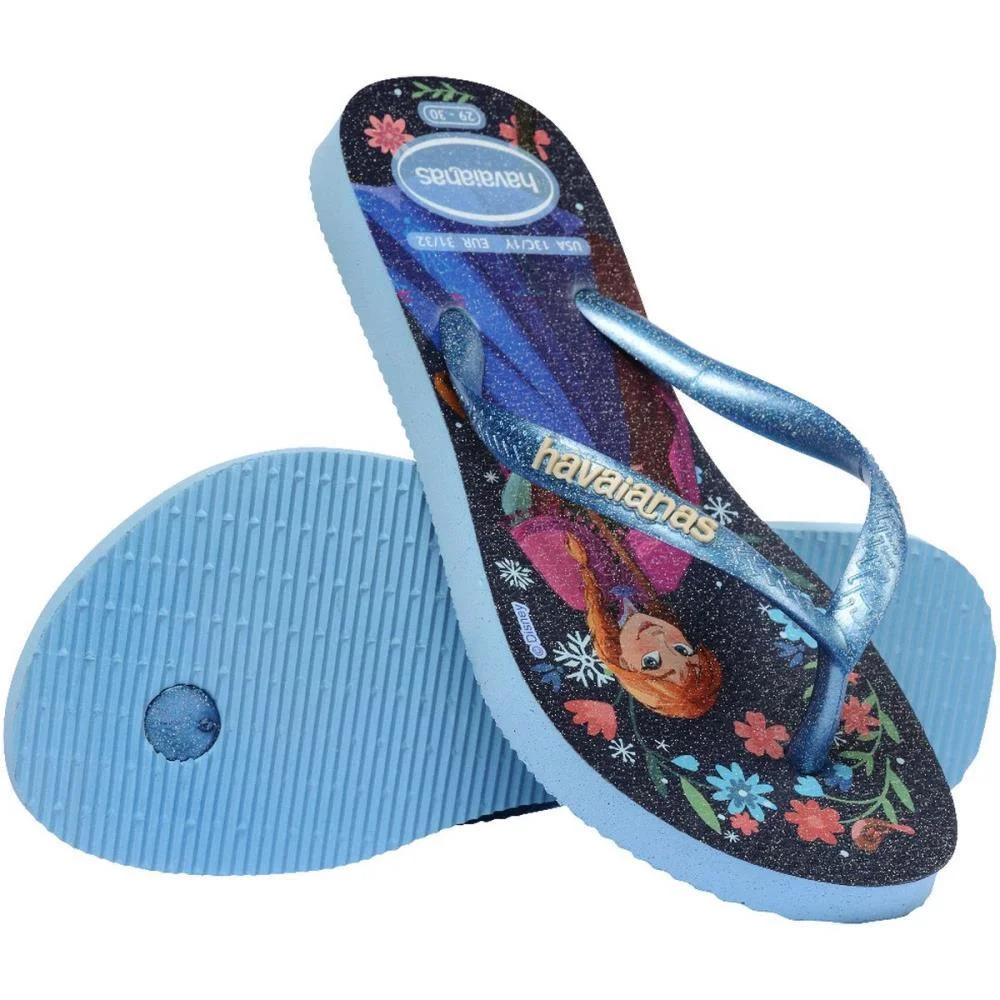 Chinelo Havaianas Infantil Princesas Slim Kids 31/2 Azul Havaianas (Par) - imagem 5