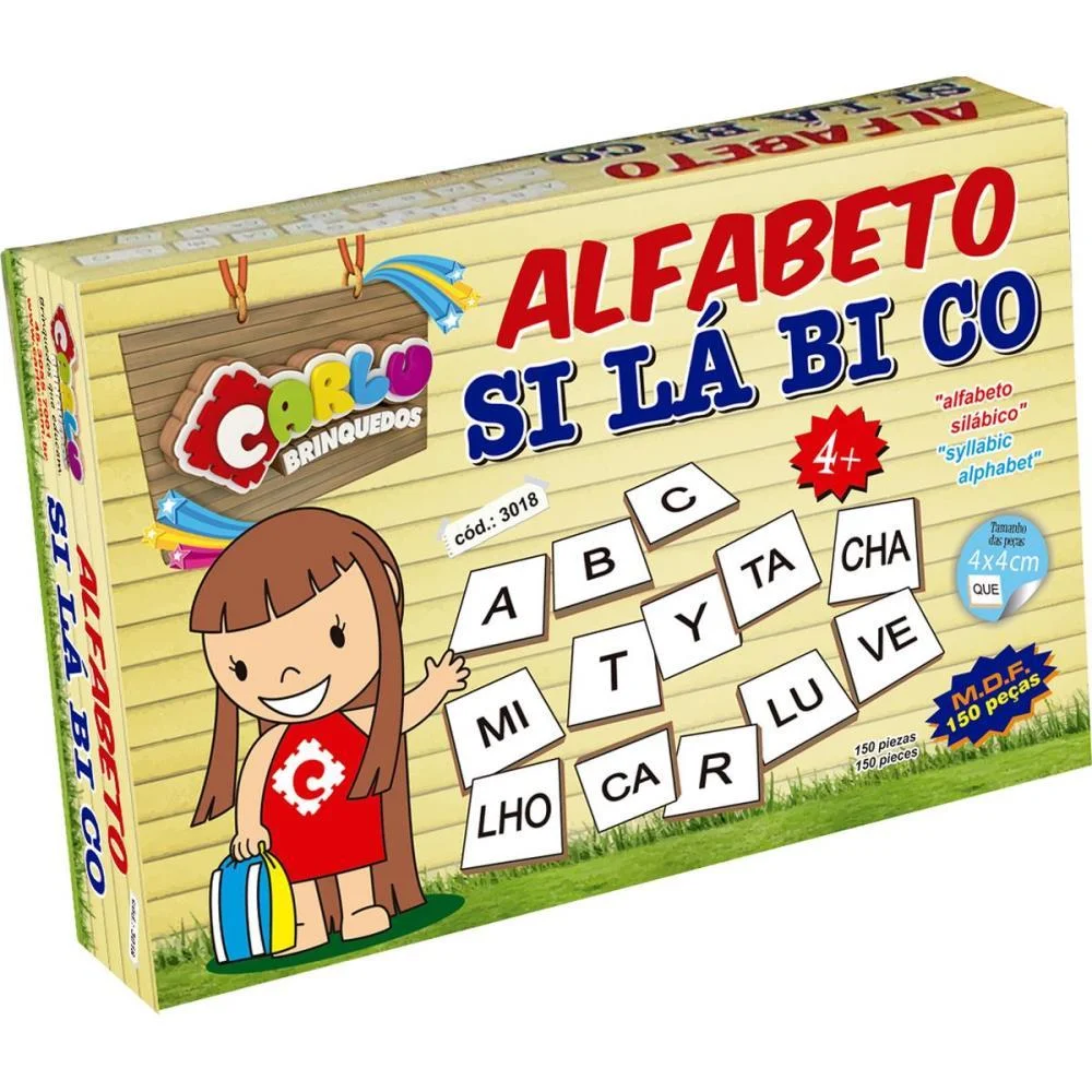Brinquedo Pedagogico Madeira Alfabeto Silabico 150 Pecas Carlu - imagem 2