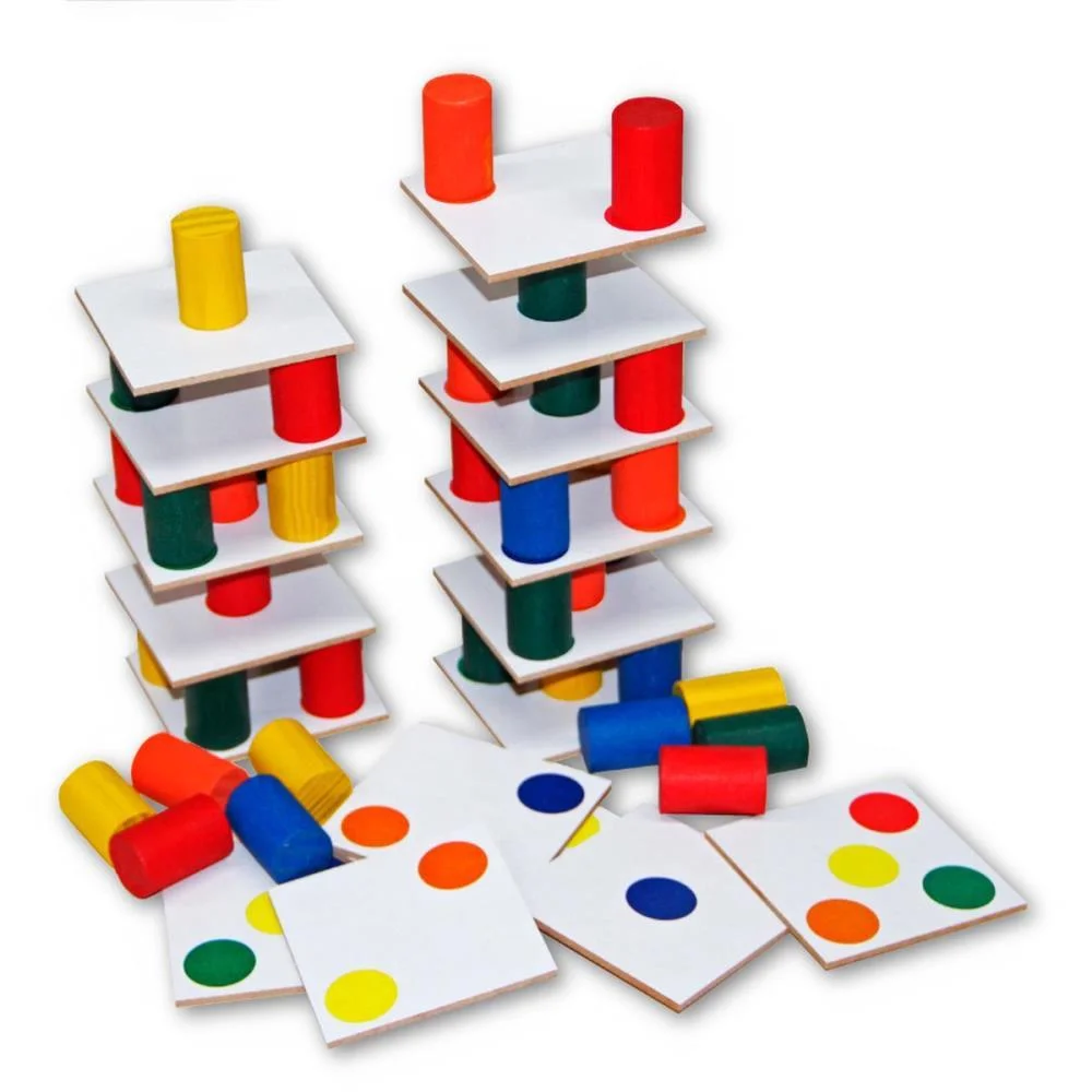 Brinquedo Pedagogico Madeira Torre Inteligente 18Placas Carlu - imagem 2