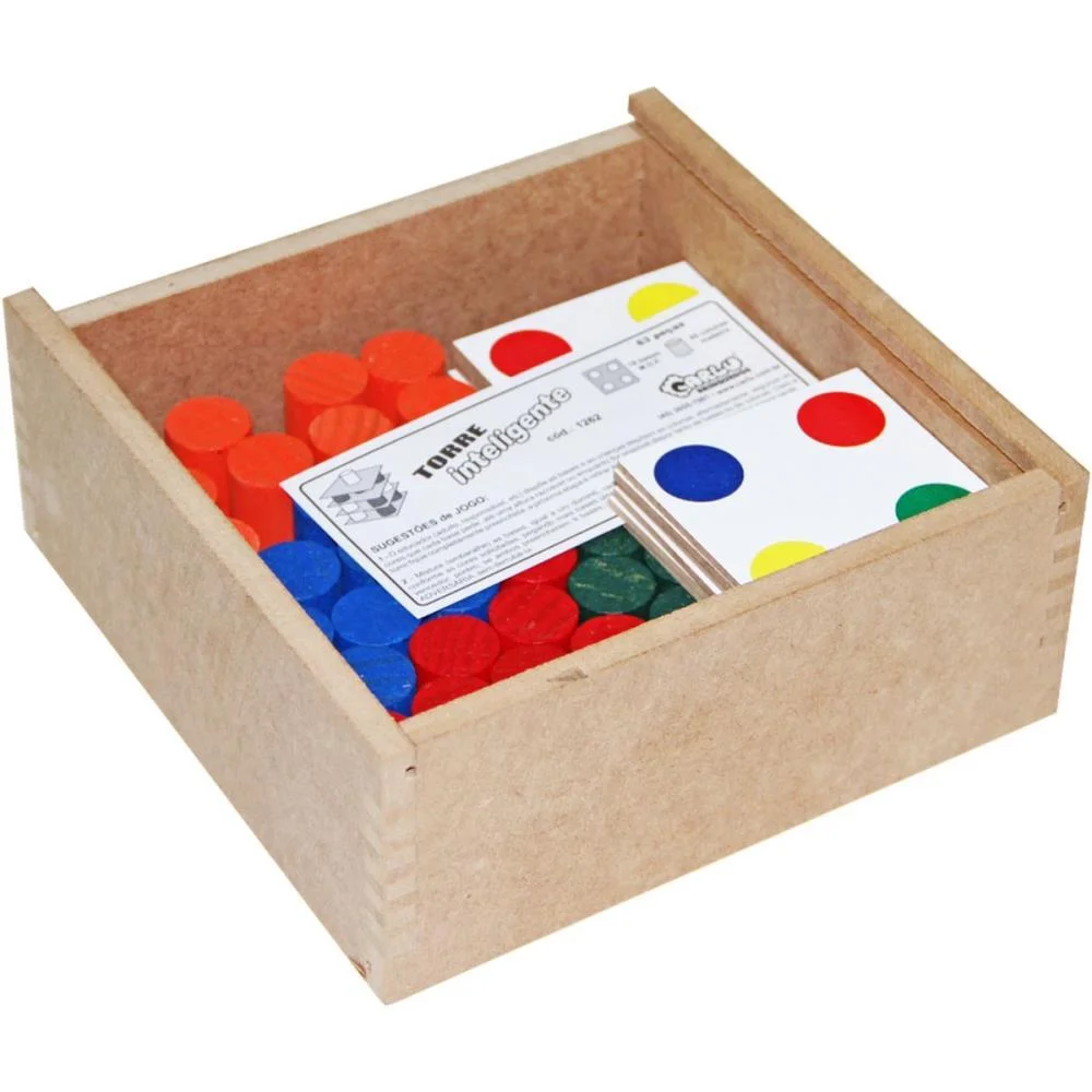 Brinquedo Pedagogico Madeira Torre Inteligente 18Placas Carlu - imagem 5