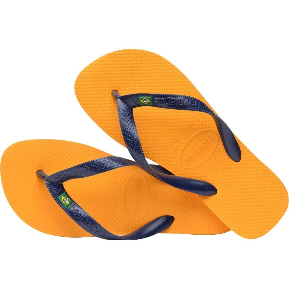 Chinelo Havaianas Unissex Brasil 41/2 Amarelo Pop/Marinh Havaianas (Par) - imagem 6