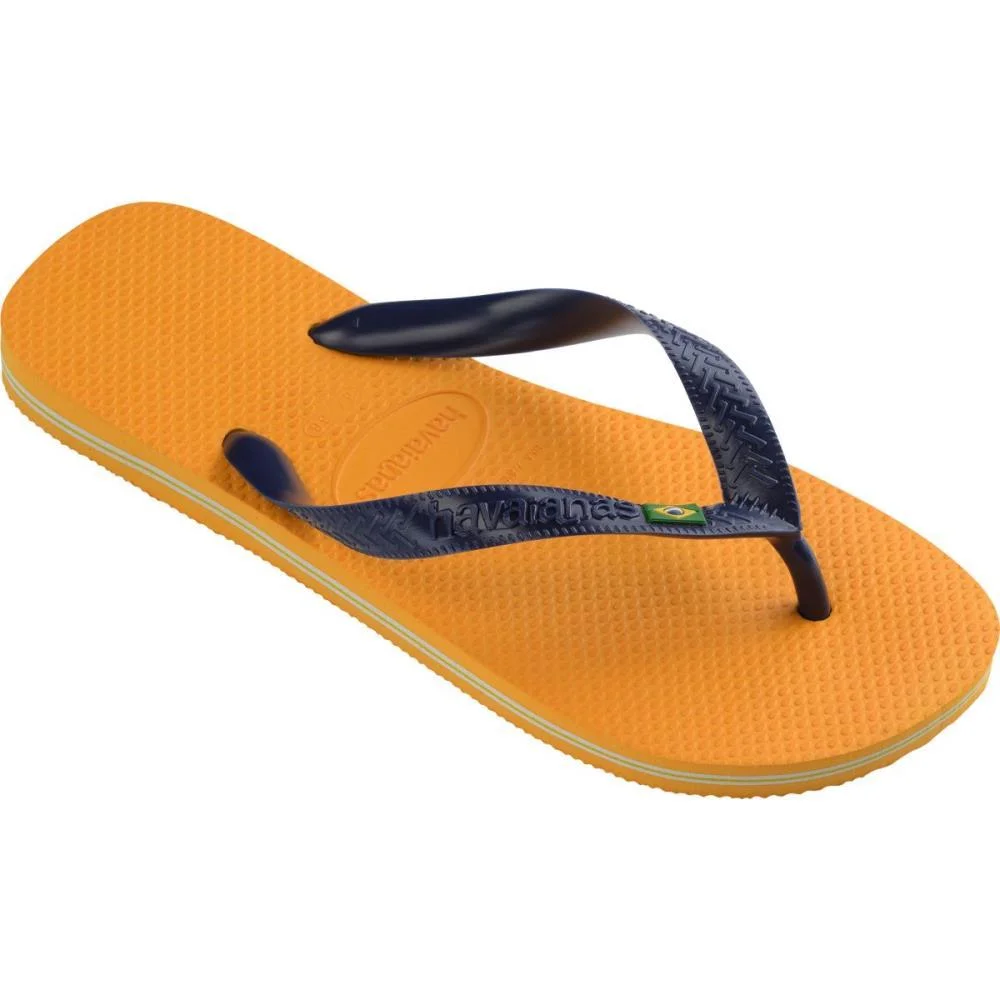 Chinelo Havaianas Unissex Brasil 43/4 Amarelo Pop/Marinh Havaianas (Par) - imagem 4