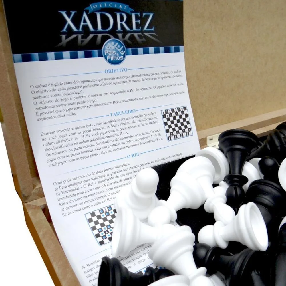 Jogo De Xadrez Oficial Cx Em Madeira 40Cm Pais E Filhos - imagem 9