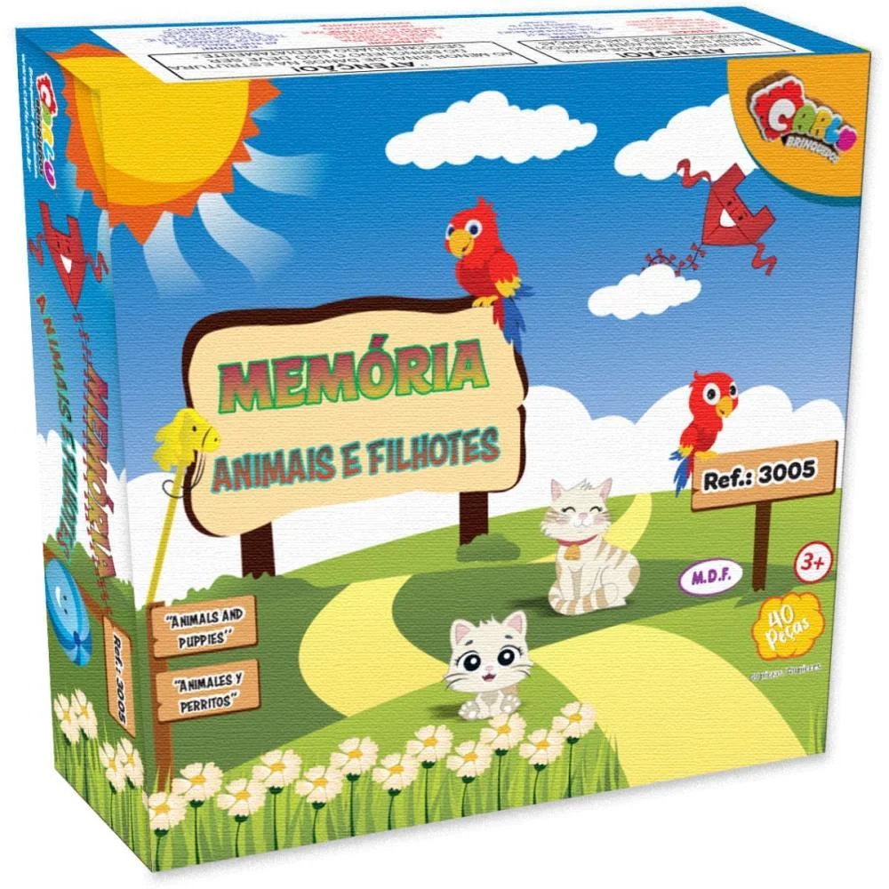 Jogo Da Memoria Animais E Filhotes 40Pçs Carlu - imagem 5