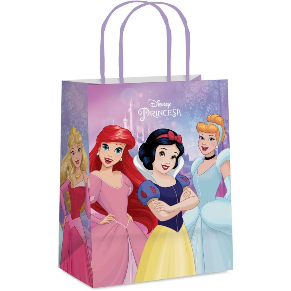 Sacola Para Presente Decorada Princesas Laminad.26X19,5X9,5C Cromus (Pct.c/10) - imagem 2