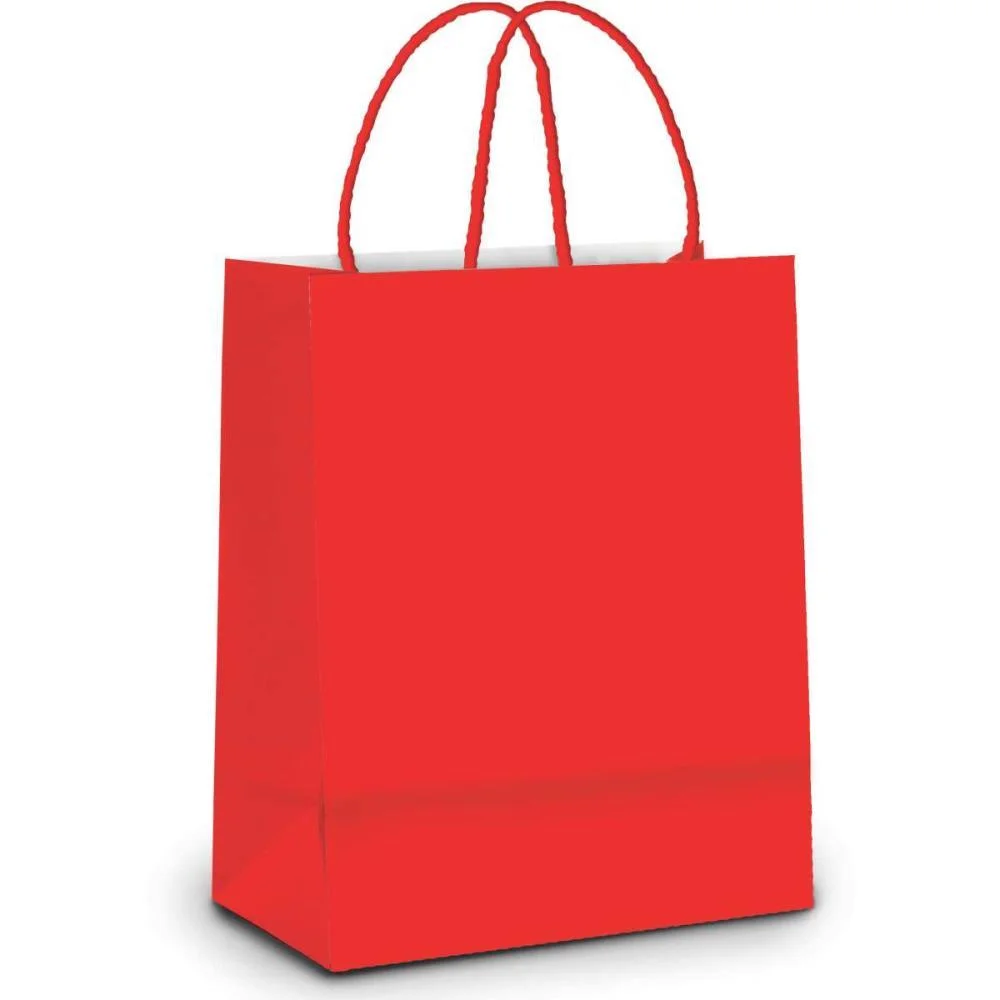 Sacola Para Presente Lisa Vermelha M 26X19,5X9,5Cm. Cromus (Pct.c/10) - imagem 3