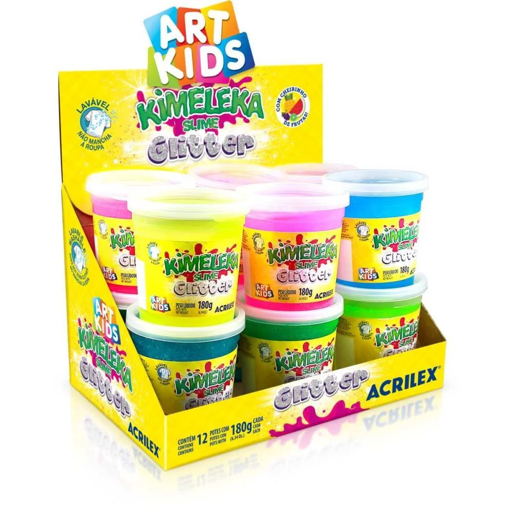 Slime Kimeleka Glitter 180G Sort. Acrilex (Cx.c/12) - imagem 4