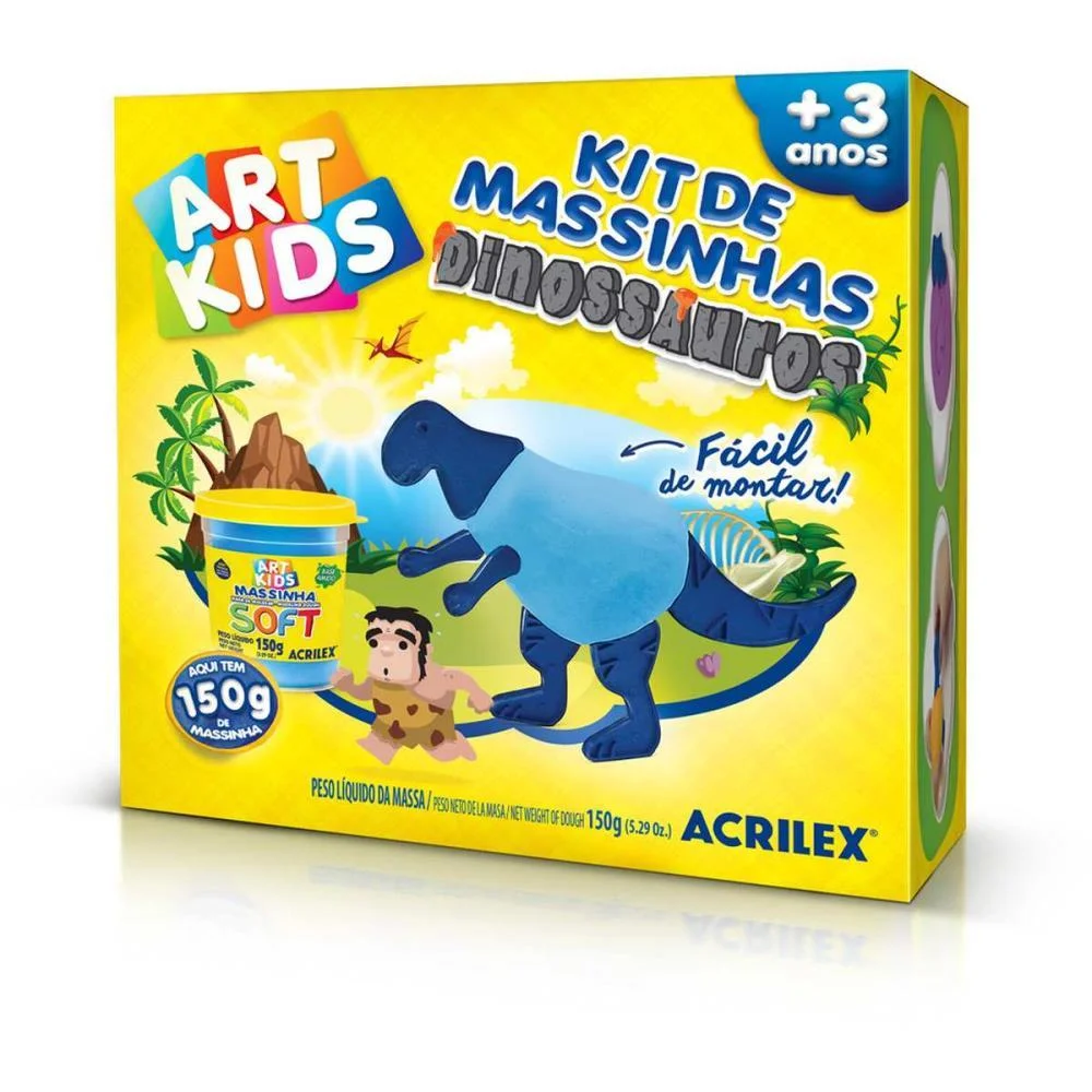 Massa Para Modelar Criativa Art Kids Dinossauro 2 Azul Acrilex - imagem 2