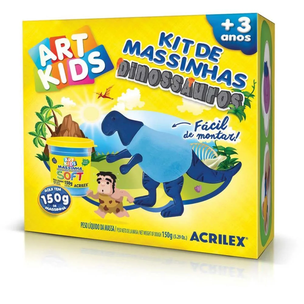 Massa Para Modelar Criativa Art Kids Dinossauro 2 Azul Acrilex - imagem 4